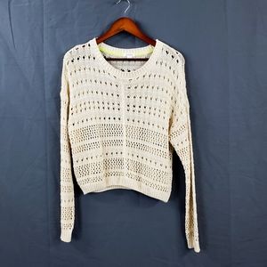 Xhilaration Cream White Mesh Knit Sweater Large